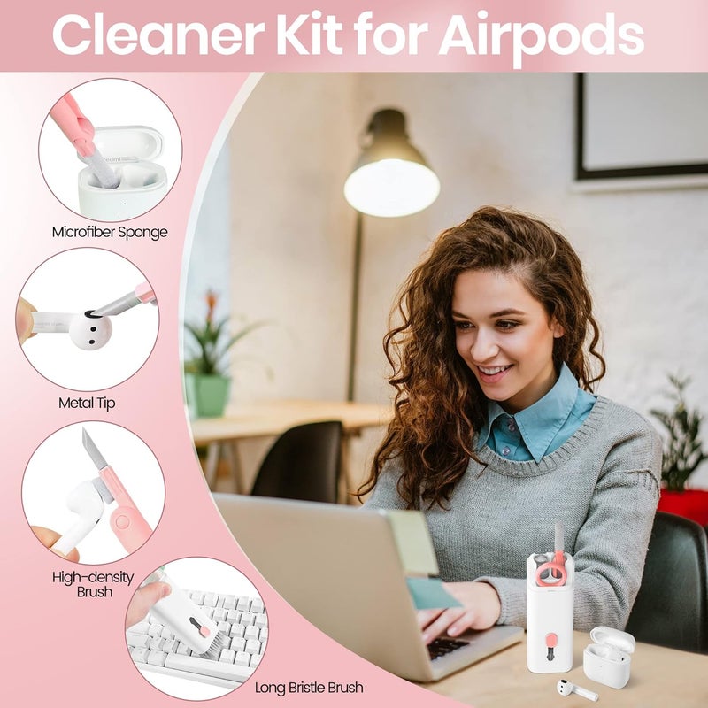 VUBOJO MacBook iPad iPhone Pro Screen Cleaner and Keyboard Tool - AirPod Cleaner - Computer Cleaning Kit (Pink) - Image 3